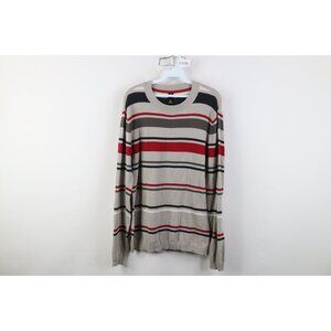 Vtg Oakley Mens Small Slim Fit O Logo Striped Color Block Knit Sweater Cotton